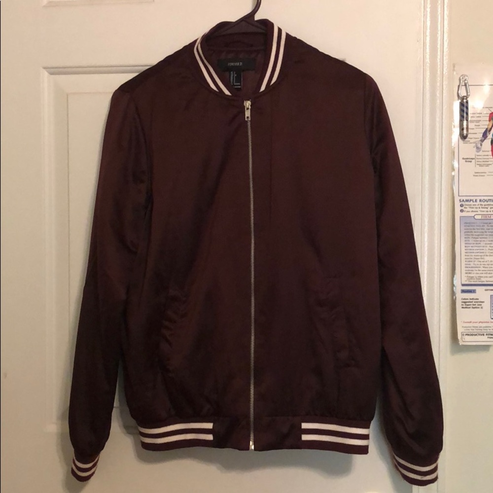 Burgundy varsity jacket